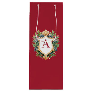 Elegant Christmas Monogram Letter Wine Gift Bag