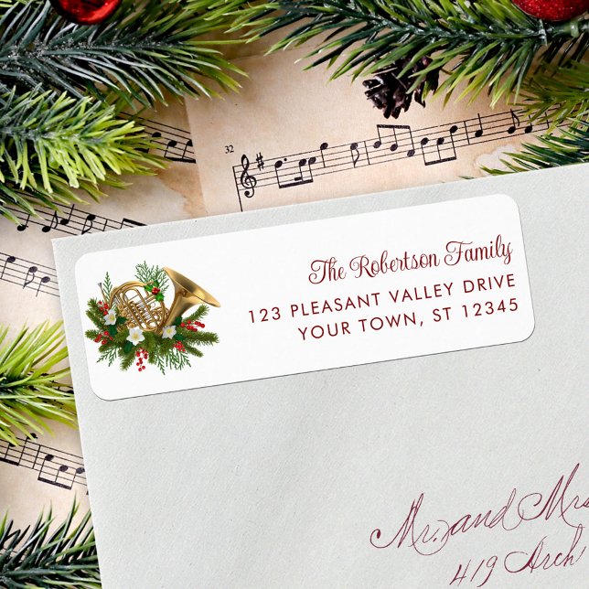 Elegant Christmas Music French Horn Return Address (Creator Uploaded)