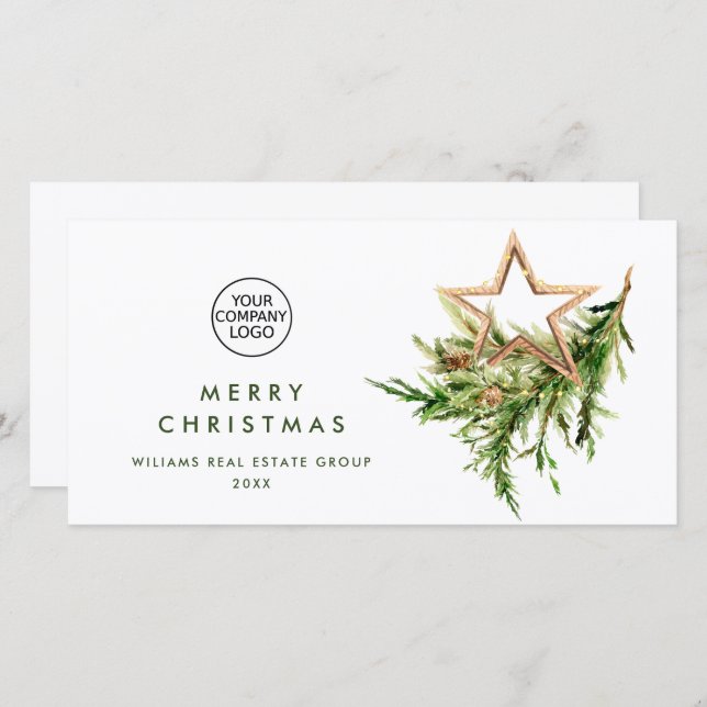 Elegant Christmas Ornament Corporate Greeting Holiday Card (Front/Back)