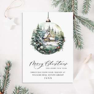 Elegant Christmas Ornament Corporate Greeting Holiday Card