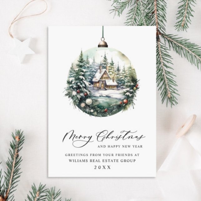 Elegant Christmas Ornament Corporate Greeting Holiday Card (Creator Uploaded)