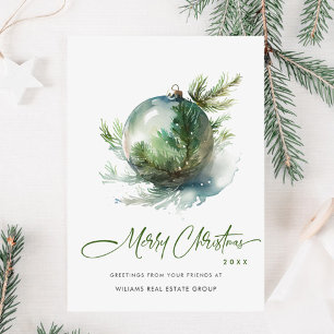 Elegant Christmas Ornament Corporate Greeting Holiday Card