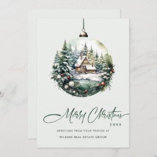 Elegant Christmas Ornament Corporate Greeting Holiday Card