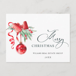 Elegant Christmas Ornament Corporate Greeting Postcard