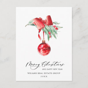 Elegant Christmas Ornament Corporate Greeting Postcard