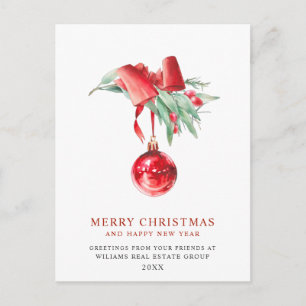 Elegant Christmas Ornament Corporate Greeting Postcard
