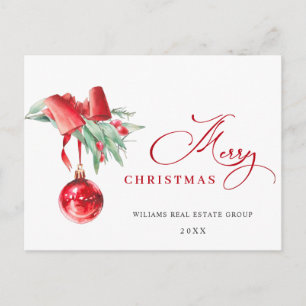 Elegant Christmas Ornament Corporate Greeting Postcard
