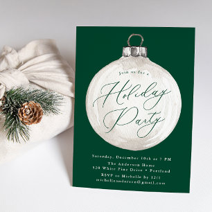 Elegant Christmas Ornament Green Holiday Party Invitation