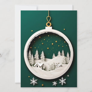 ❄️ Elegant Christmas Ornament Green Winter Village Card