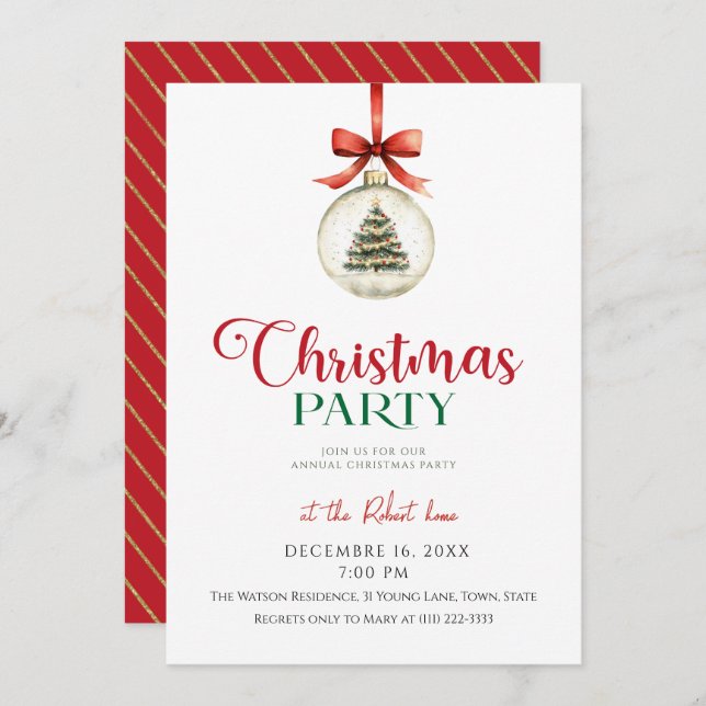 Elegant Christmas ornament  Holiday Party  Invitation (Front/Back)