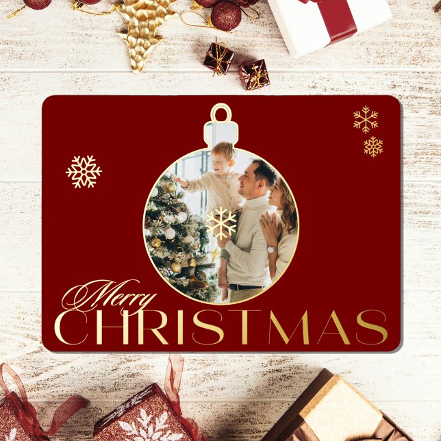 Elegant Christmas Ornament Photo Red and Gold  (Creator Uploaded)