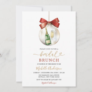 Elegant Christmas Ornament Prosecco Bridal Brunch Invitation