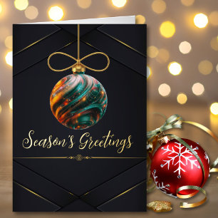 Elegant Christmas Ornament Season’s Greetings Foil Greeting Card