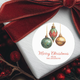 Elegant Christmas Ornaments Classic Round Sticker