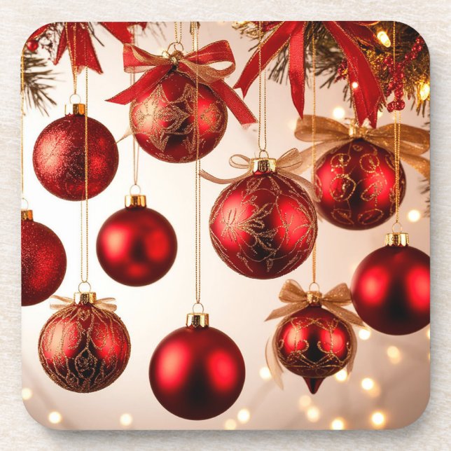 Elegant Christmas Ornaments Coaster (Front)