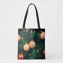 Elegant Christmas Ornaments on Evergreen Tote Bag