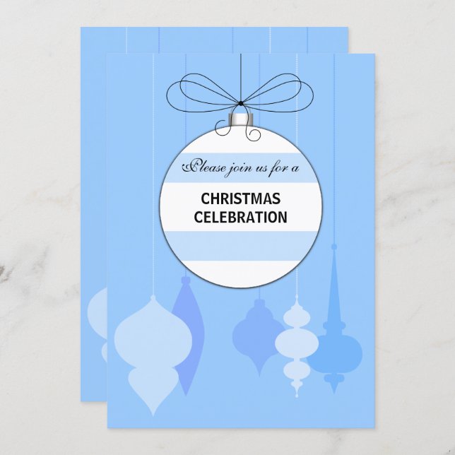 Elegant Christmas Ornaments Party Invitation (Front/Back)
