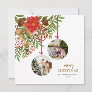 Elegant Christmas Ornaments Photo Flat Card