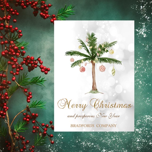 Elegant Christmas Palm Tree ,Bokeh  Holiday Card (Creator Uploaded)