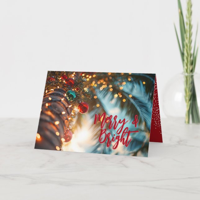 Elegant Christmas Palm Tree Holiday Card (Front)