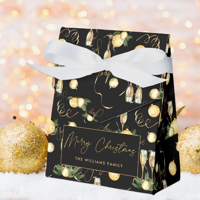 Elegant Christmas Party Black & Gold Favour Box (Creator Uploaded)