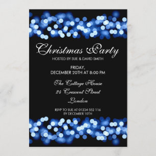 Elegant Christmas Party Blue Hollywood Glam Invitation