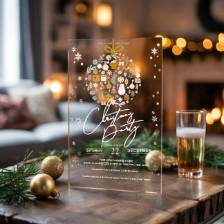 Elegant Christmas Party Festive Holiday Minimalist Acrylic Invitations