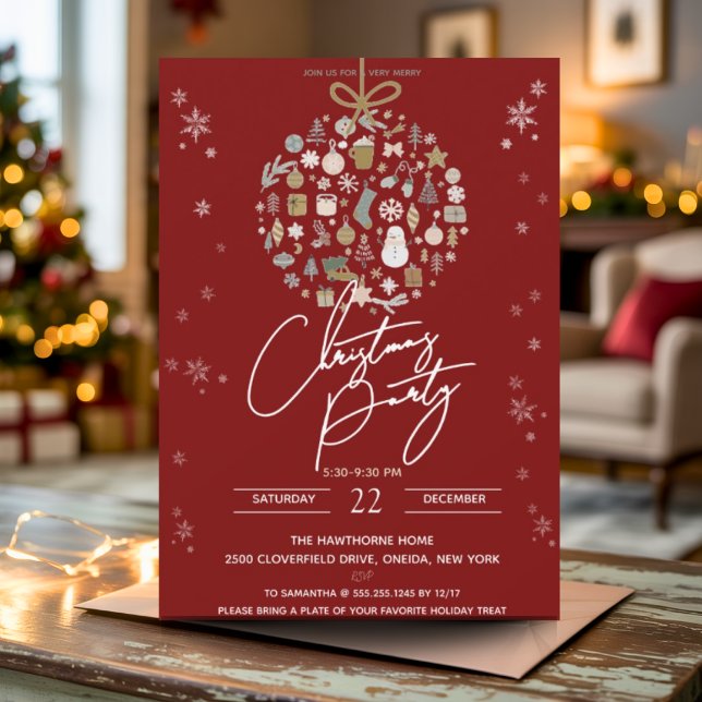 Elegant Christmas Party Festive Holiday Minimalist Invitation (Creator Uploaded)