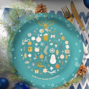 Elegant Christmas Party Festive Holiday Minimalist Paper Plate