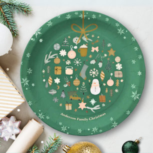 Elegant Christmas Party Festive Holiday Minimalist Paper Plate