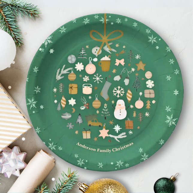 Elegant Christmas Party Festive Holiday Minimalist Paper Plate (Creator Uploaded)