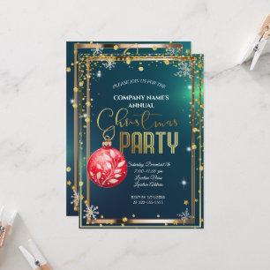 Elegant Christmas PARTY,Golden Red Winter Holidays Invitation