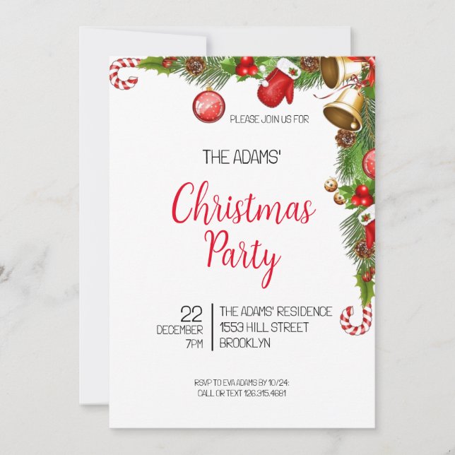Elegant Christmas Party Invitation (Front)