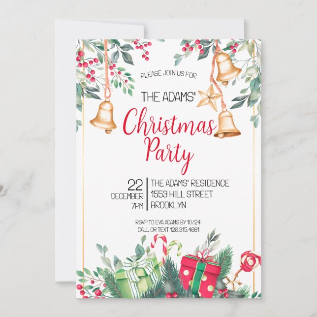 Elegant Christmas Party Invitation (Front)