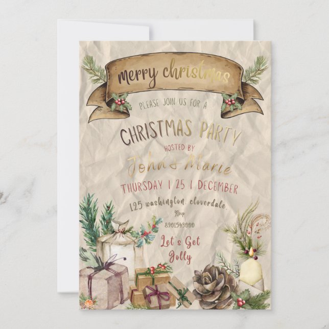 Elegant Christmas Party Invitation (Front)
