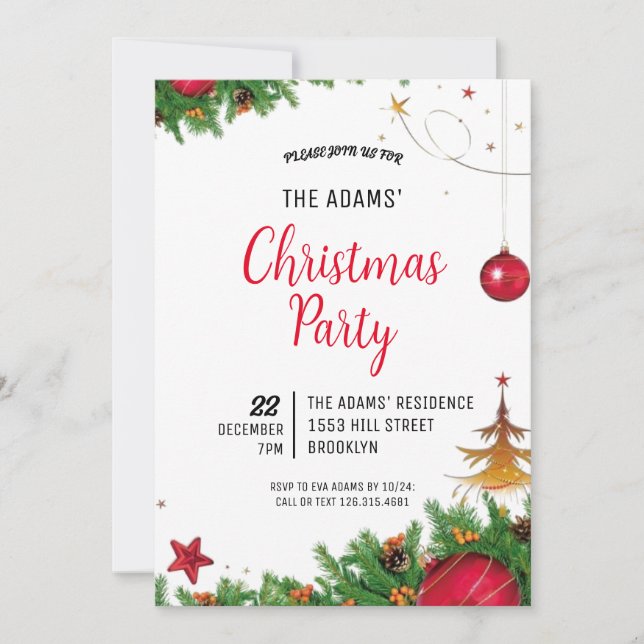 Elegant Christmas Party Invitation (Front)