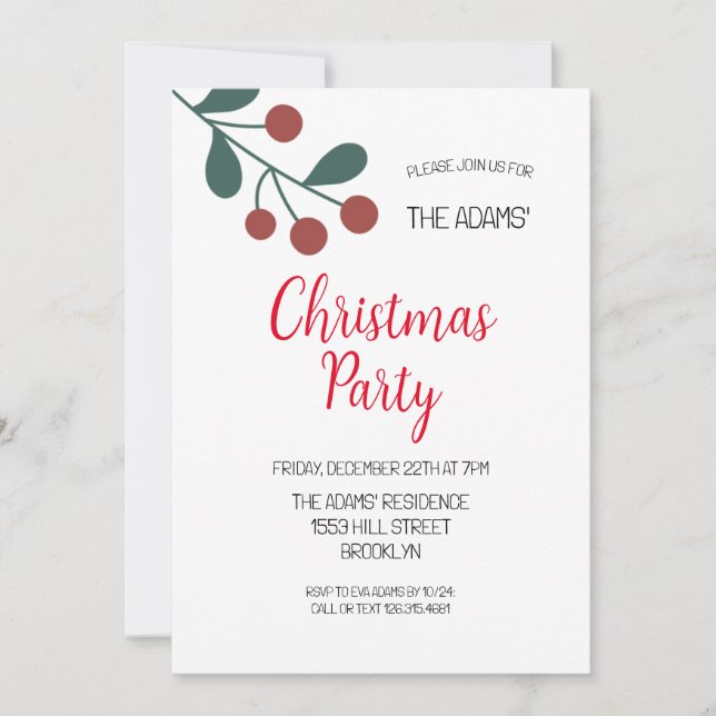 Elegant Christmas Party Invitation (Front)
