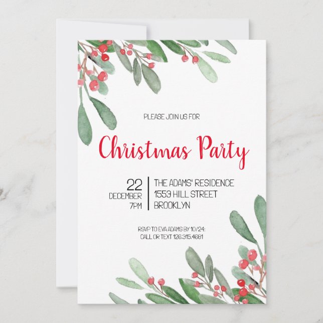 Elegant Christmas Party Invitation (Front)