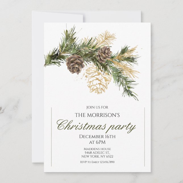 Elegant Christmas Party Invitation (Front)