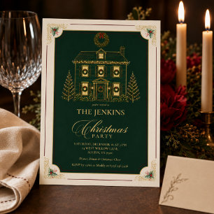 Elegant Christmas Party Invitation Vintage Green