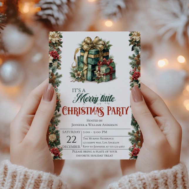Elegant Christmas Party Invitation with Gift Boxes (Creator Uploaded)