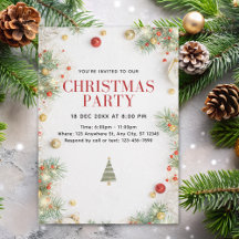 Elegant Christmas Party Invitation with Holiday 