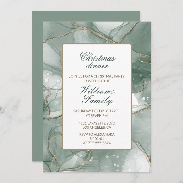 Elegant Christmas Party  invitations dinner  (Front/Back)