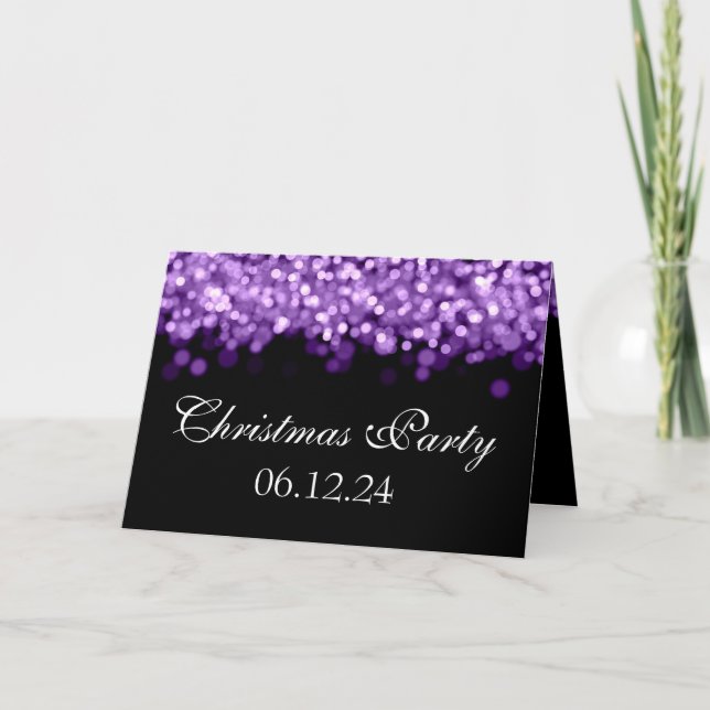 Elegant Christmas Party Purple Shimmering Lights Invitation (Front)