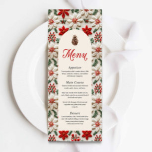 Elegant Christmas Party Red Floral Menu