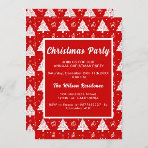 Elegant Christmas Party Red Invitation