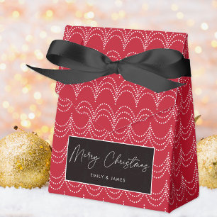 Elegant Christmas Party Red & White Favour Box