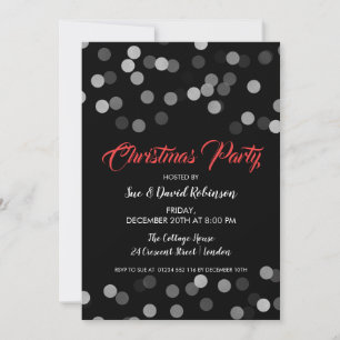 Elegant Christmas Party Silver Confetti Invitation