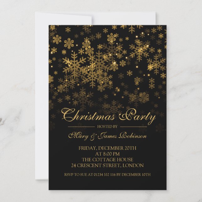 Elegant Christmas Party Sparkle Gold Invitation (Front)
