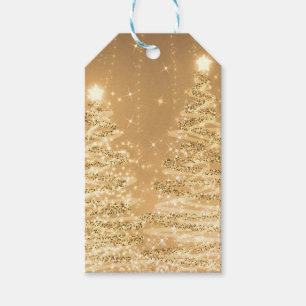 Elegant Christmas Party Sparkling Trees Copper Gift Tags